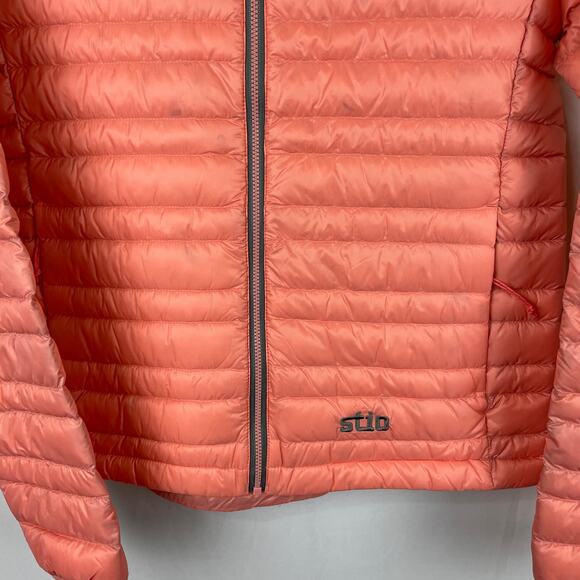 Stio Womens Pinion 800g Fill Down Puffer Sweater Jacket Pertex Coral Pink Size S - Picture 3 of 12